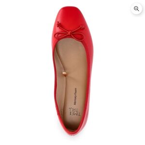 Time and Tru Red Flats with Bow Detail